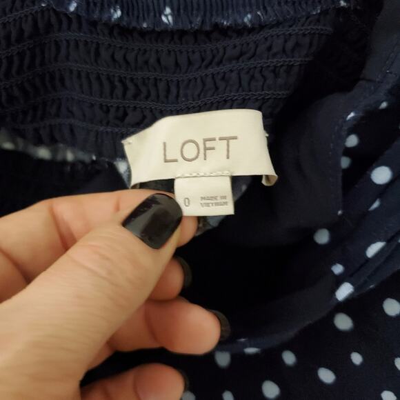 LOFT | Blue Polka-dot Ankle Crop Jumpsuit with Pockets - Picture 9 of 11